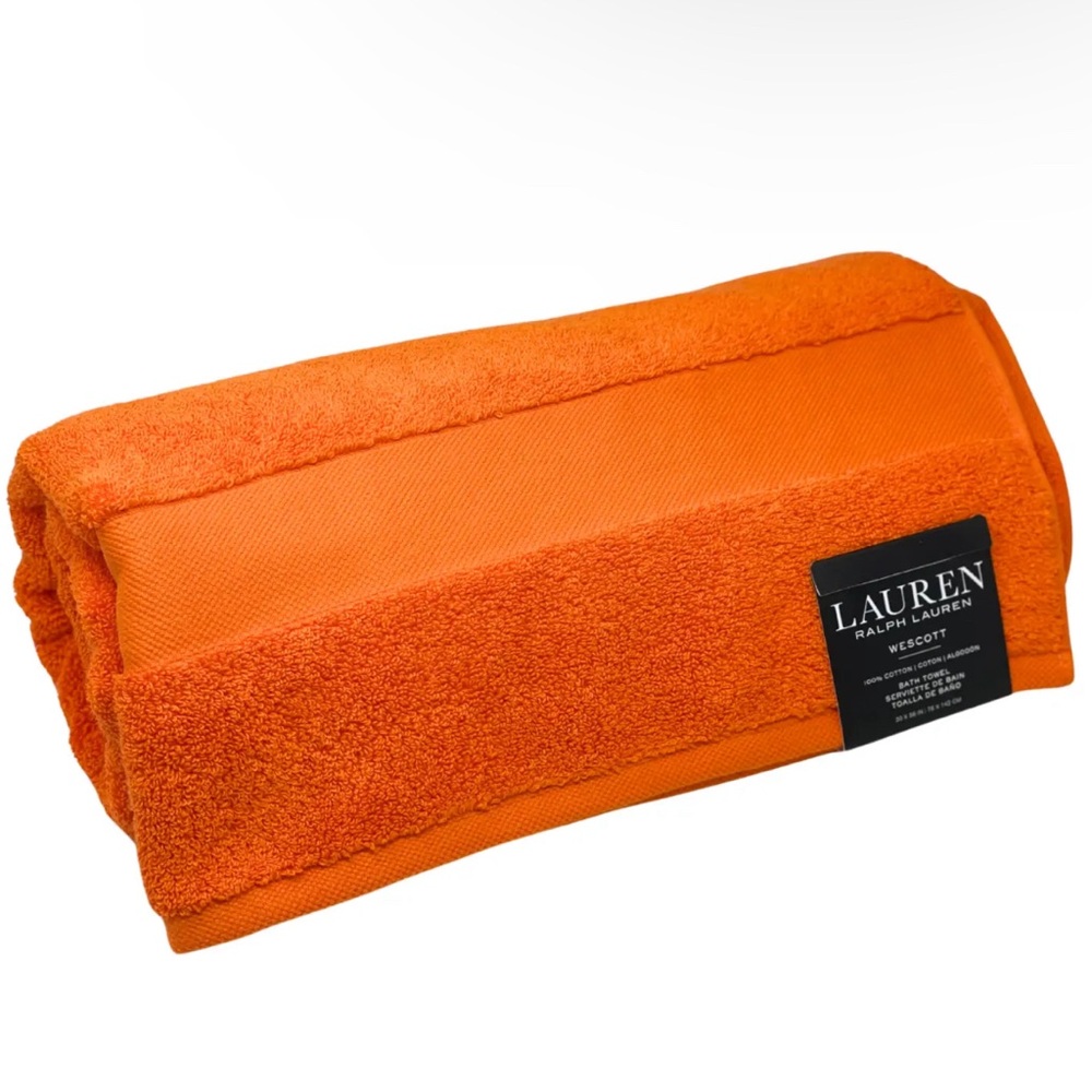 RALPH LAUREN WESCOTT Summer Orange Premium Soft Cotton Bath Towel 30"x 56” NWT - Picture 3 of 9